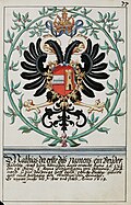 Imperial arms of Mathias (r. 1612–1619) by Hans Ulrich Fisch (1627)