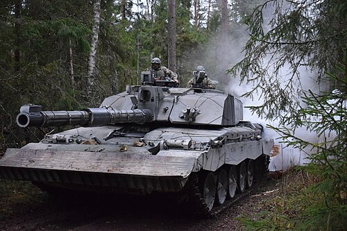British Challenger 2 tank fitted with pivoting dozer blade, 2020