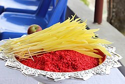 Yellow grass on a plate