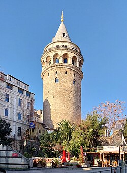 The Galata Tower, also called Christea Turris (the Tower of Christ in Latin), was built in 1348 A.D. by the Genoese colony in Constantinople.
