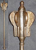 Indian shishpar (flanged mace), steel with solid shaft and eight-flanged head, 24 in (610 mm)