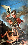 San Michele Arcangelo che abbatte il diavolo, by Guercino, 17th century, Church of San Nicolò (Fabriano), Italy