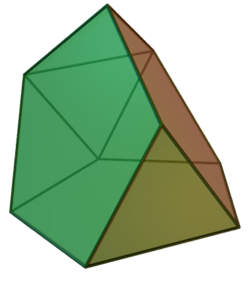 Tridiminished icosahedron: Another Johnson solid, obtained by removing three pentagonal pyramids from a regular icosahedron, resulting in three pentagonal and five triangular faces.[19]