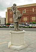 Bronze sculpture called Return located in Victoria Circus, outside Southend Victoria station. Designed by Belgian sculptor Rene Julien. 2011.
