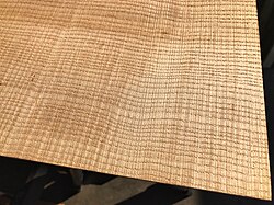 5⁄16" thick flame figure quartersawn ash guitar top, unmilled
