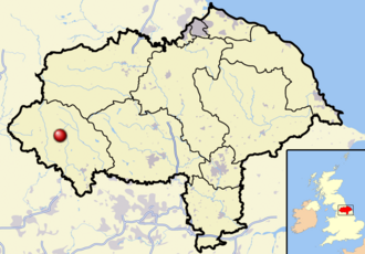 A relief map of North Yorkshire showing the location of Malham Tarn