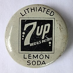 A 7up lithiated lemon soda bottle cap.