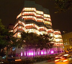 lit up at night