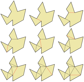 Polygon Greedy triangulation steps