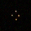 Quadruple image of the quasar taken with Hubble Space Telescope.