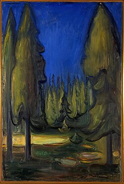 Edvard Munch, Dark Spruce Forest, oil on canvas, 1899