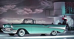 Automobile ownership expanded significantly, with stylized cars such as the Chevrolet Bel Air symbolizing postwar prosperity, suburbanization, and the growing importance of car culture in everyday life.