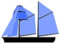 Topsail schooner: two schooner-rigged masts with one or more square-rigged topsails