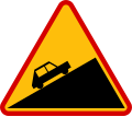 Slope warning sign in Poland