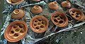Terracotta molds for making Chitoi Pitha, Kolkata, West Bengal, India