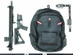 The rifle and backpack used by Crooks at the assassination attempt