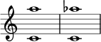 {
\override Score.TimeSignature
#'stencil = ##f
\relative c' {
\time 4/4
\set Score.tempoHideNote = ##t \tempo 1 = 20
<c a''>1 <c aes''>
}
}
