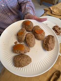 A plate of Gefilte fish for a Passover seder