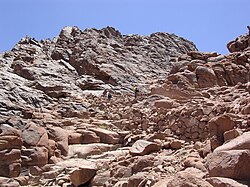 The last few meters of the climb up the mountain
