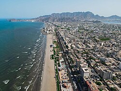 Aerial view of the Abyan Beach in Khor Maksar