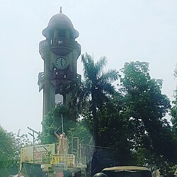 Clock tower with statue of Veer Kunwar Singh on horseback