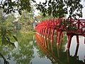 Thê Húc Bridge on Hoàn Kiếm Lake.