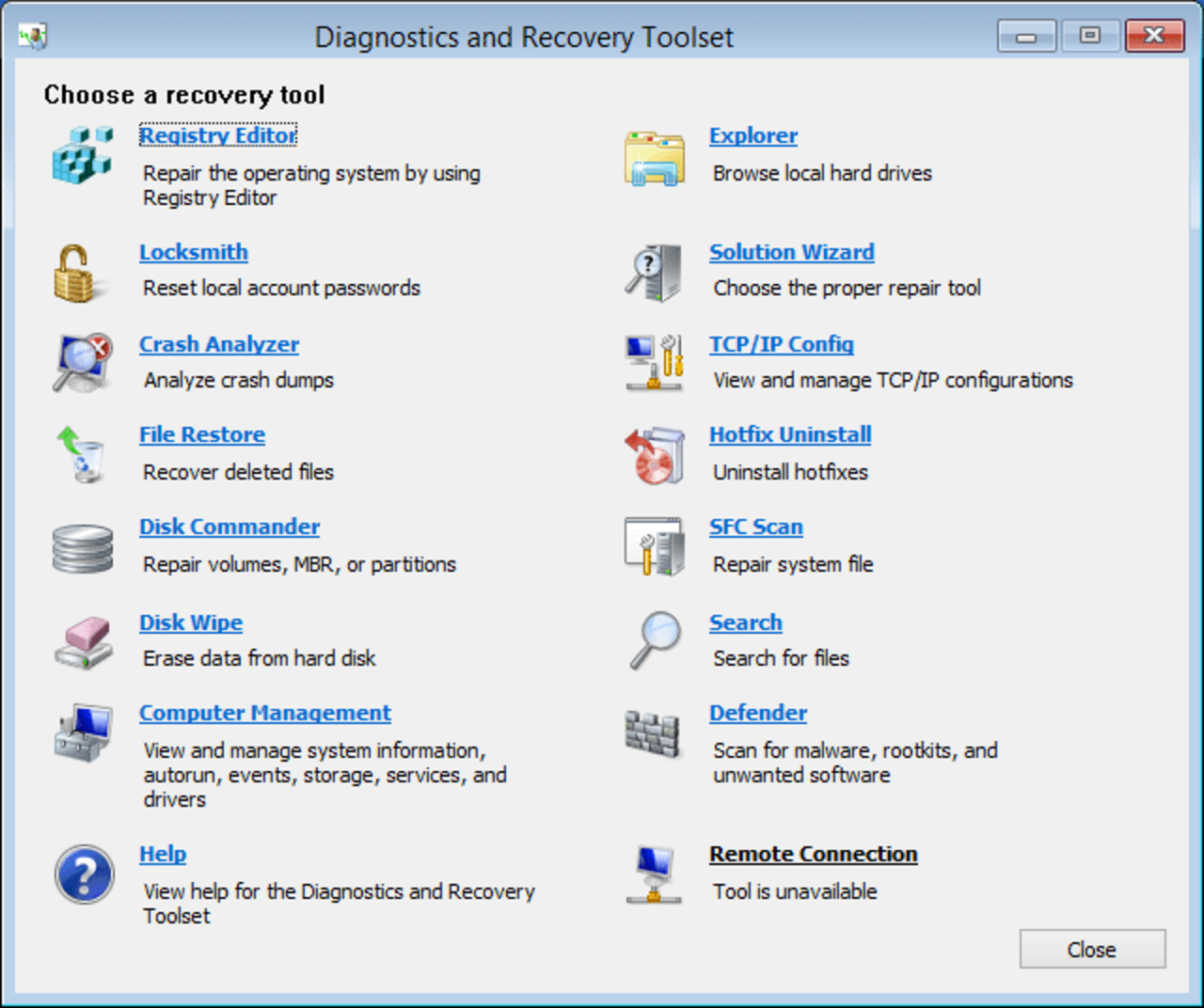 Microsoft Diagnostics and Recovery Toolset (DaRT) screenshot.png