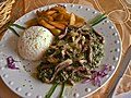 Ndolé with various accompaniments