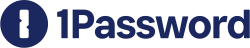 1Password official wordmark, with a representation of a tumbler-style lock cylinder