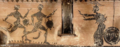 Perseus depicted carrying a sickle on a collage vase.