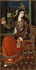 Woman holding a bottle and glass