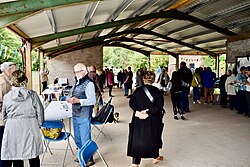 Visitors inspect the newly opened Millhaugh community event facility in Alyth, August 2024