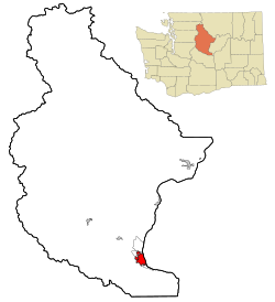 Location of Wenatchee in Chelan County, Washington