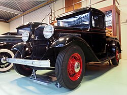 1933 Ford Model 46 (V-8) half ton pick up truck (1933). The BB is similar; the only outside difference is lack of the V-8 emblem on the headlamp support bar.