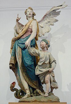 Rococo – Tobias and the Angel, by Ignaz Günther, 1763, limewood, Bürgersaalkirche, Munich, Germany[40]