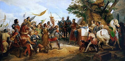 King Philip II shortly before the victorious Battle of Bouvines during the Anglo-French War (1213–1214)