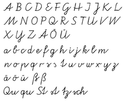 Alphabet sample of German "Vereinfachte Ausgangsschrift"