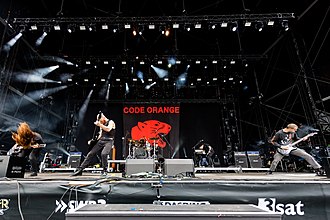 Code Orange performing at Rock am Ring in 2017; From left to right: Meyers, Goldman, Morgan, Balderose and Landolina