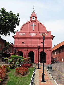 Christ Church, Malacca, built in the 18th century with bricks imported from Zeeland, Netherlands