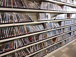 Video boxes on shelves