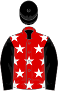 Red, white stars, black sleeves and cap