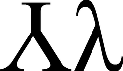 Lambda Latin letter (, ) example.
