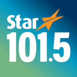 An orange star and text reading "Star 101.5"
