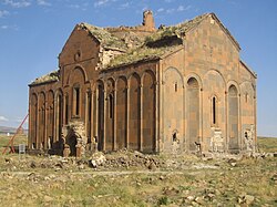 Cathedral of Ani, early 11th century, in the medieval Armenian capital of Ani (modern-day Turkey) was built in tuff.[65]