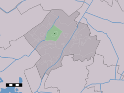 The village centre (dark green) and the statistical district (light green) of Wapse in the municipality of Westerveld.