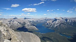 Lake Minnewanka seen from Cascade Mountain Summit