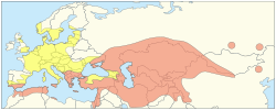 Map of the distribution of both naturally occurring and introduced tulips