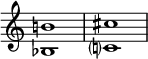 {
\override Score.TimeSignature
#'stencil = ##f
    \relative c' {
        \time 4/4
        \set Score.tempoHideNote = ##t \tempo 1 = 20
        <bes b'!>1 <c? cis'>
    }
}