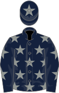 Dark blue, grey stars, dark blue cap, grey star