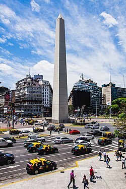The Obelisk of Buenos Aires, Argentina, erected in 1936 to commemorate the quadricentennial of the foundation of the city